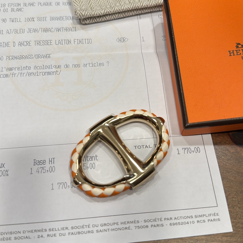 HERMES Chaine d'Ancre Tressee scarf 90 ring - Picture 3 of 4